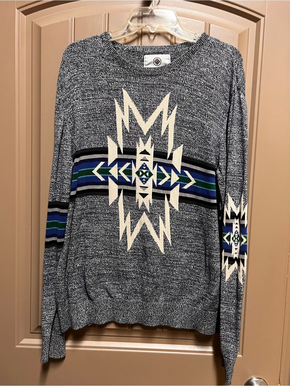 On The Byas Men’s Medium Southwestern Aztec Geometric 100% Cotton Sweater
